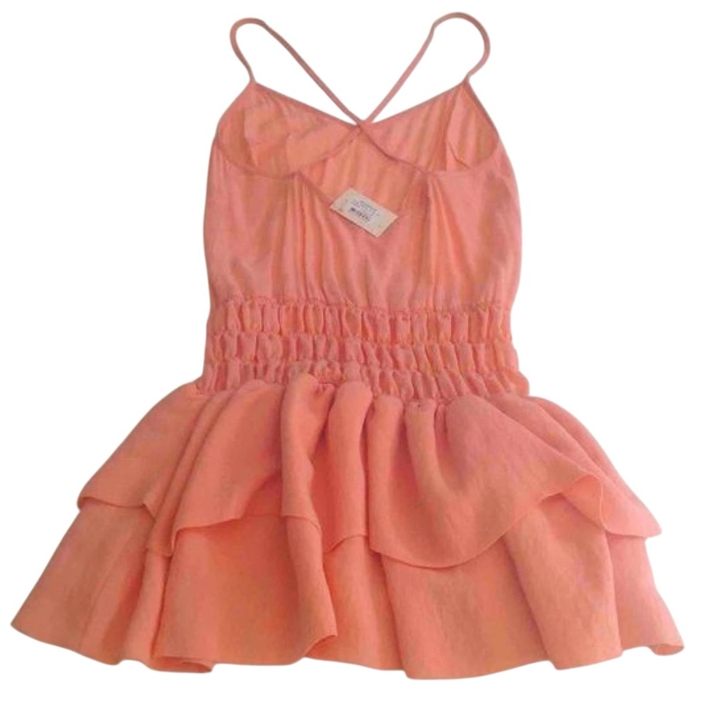 ‼️SOLD‼️ MAJE NWT Peachy Pink Sleeveless Folie Smocked Waist Mini Dress 2 - Picture 8 of 16